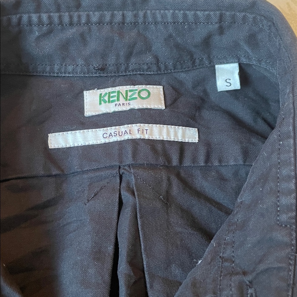 Kenzo black button down shirt logo front - Picture 5 of 7